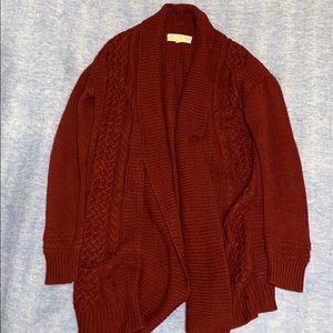 Red cardigan
